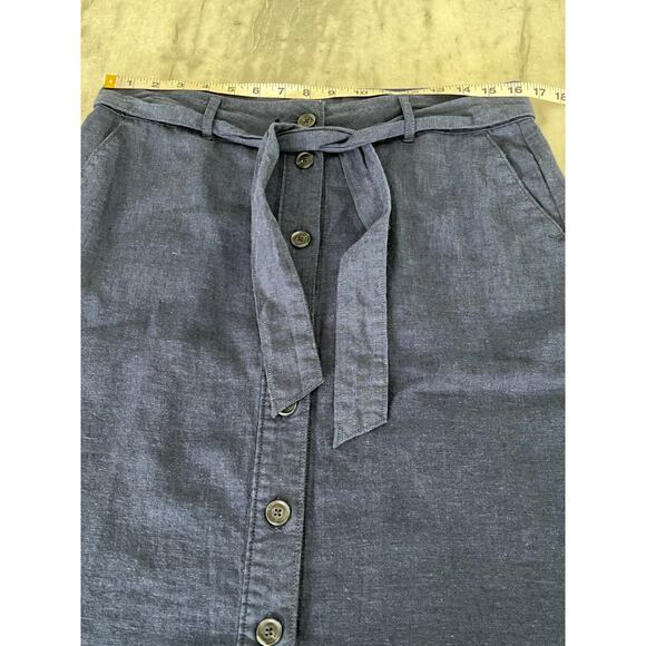 Liz Claiborne- Vintage Tie-waist Navy Blue Button Front Skirt Size 8 - Picture 6 of 7